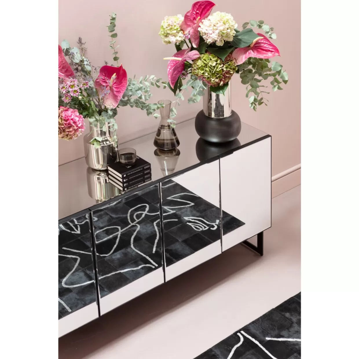 Credenza Moderna Soran Nero KARE Design - Comò Elegante con 2 Ante, Design Minimalista per Soggiorno o Ingresso (160x45 cm)