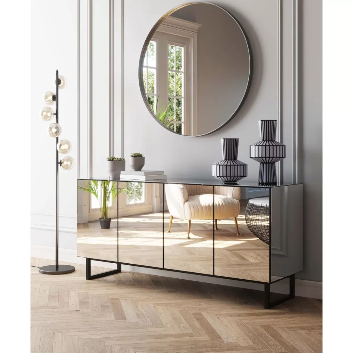 Credenza Moderna Soran Nero KARE Design - Comò Elegante con 2 Ante, Design Minimalista per Soggiorno o Ingresso (160x45 cm)