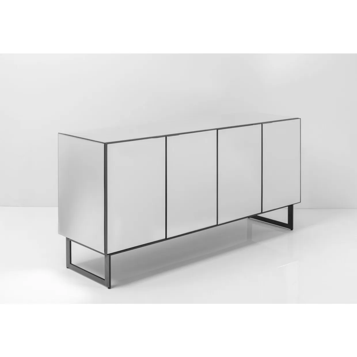 Credenza Moderna Soran Nero KARE Design - Comò Elegante con 2 Ante, Design Minimalista per Soggiorno o Ingresso (160x45 cm)