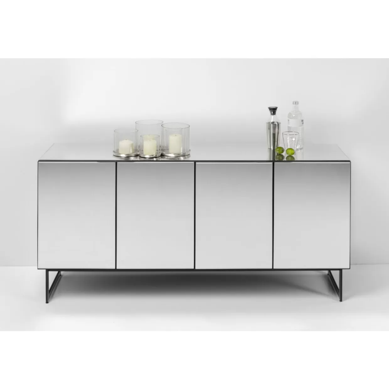 Credenza Moderna Soran Nero KARE Design - Comò Elegante con 2 Ante, Design Minimalista per Soggiorno o Ingresso (160x45 cm)