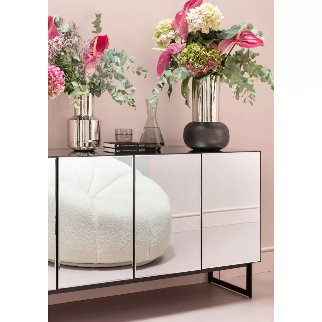 Credenza Moderna Soran Nero KARE Design - Comò Elegante con 2 Ante, Design Minimalista per Soggiorno o Ingresso (160x45 cm)