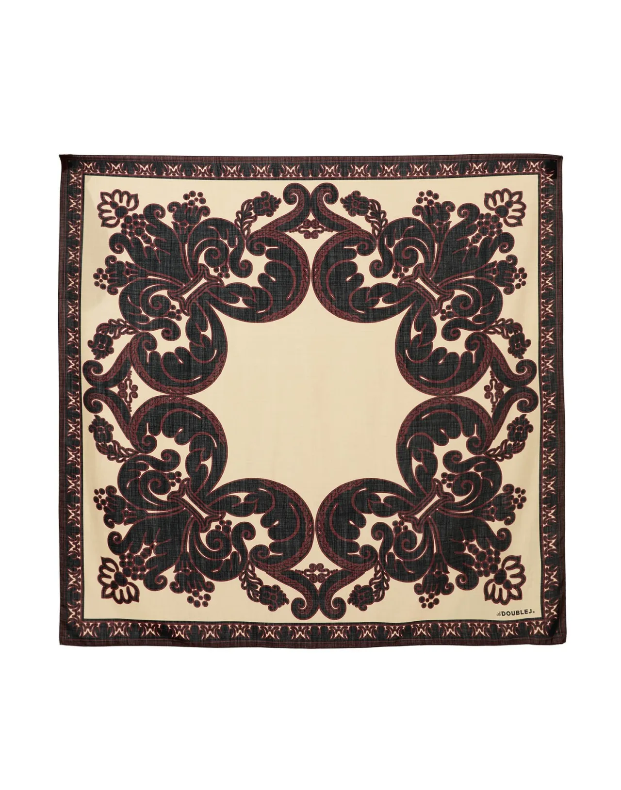 Elegante Foulard in Seta e Lana La DoubleJ - Stile Corsini Placé Crema, Lusso senza Tempo