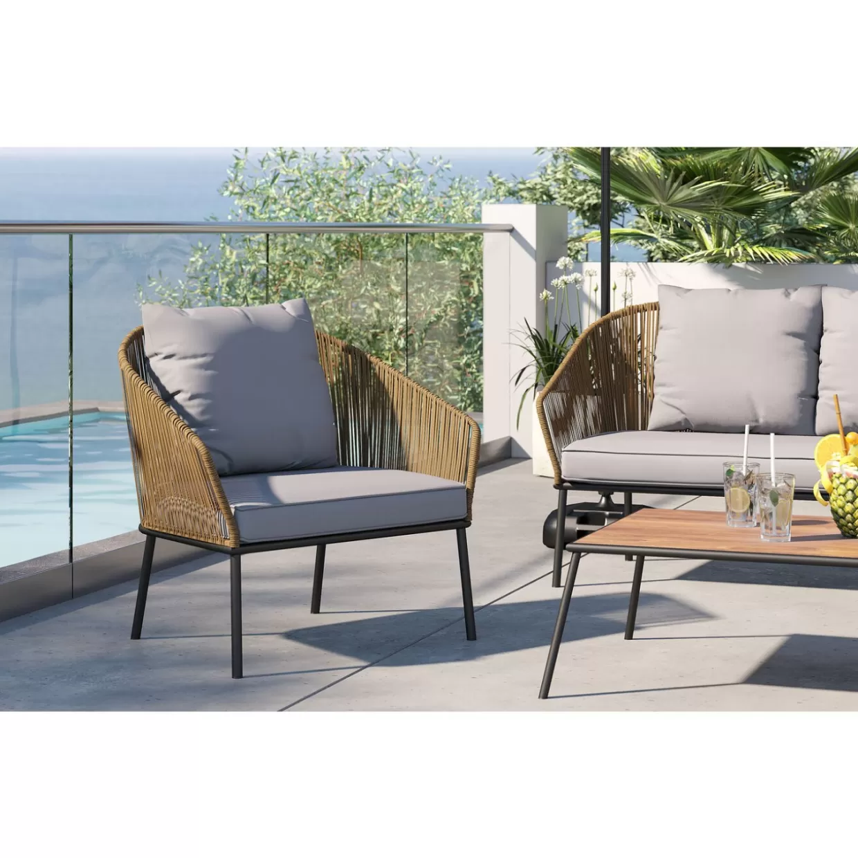 Set Giardino Elba - 4 Elementi | Arredo Esterno KARE Design con Cuscini Resistente alle Intemperie