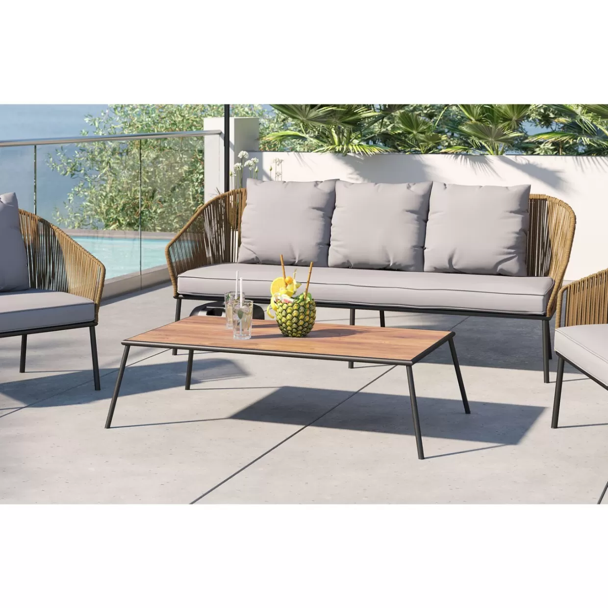 Set Giardino Elba - 4 Elementi | Arredo Esterno KARE Design con Cuscini Resistente alle Intemperie