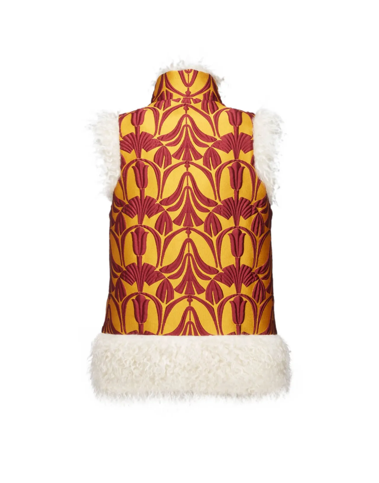 Giacca Folk senza Maniche La DoubleJ - Tessuto Jacquard Oro Papiro con Dettagli Artigianali (Ultimi Pezzi)

(：，。，，SEO。)