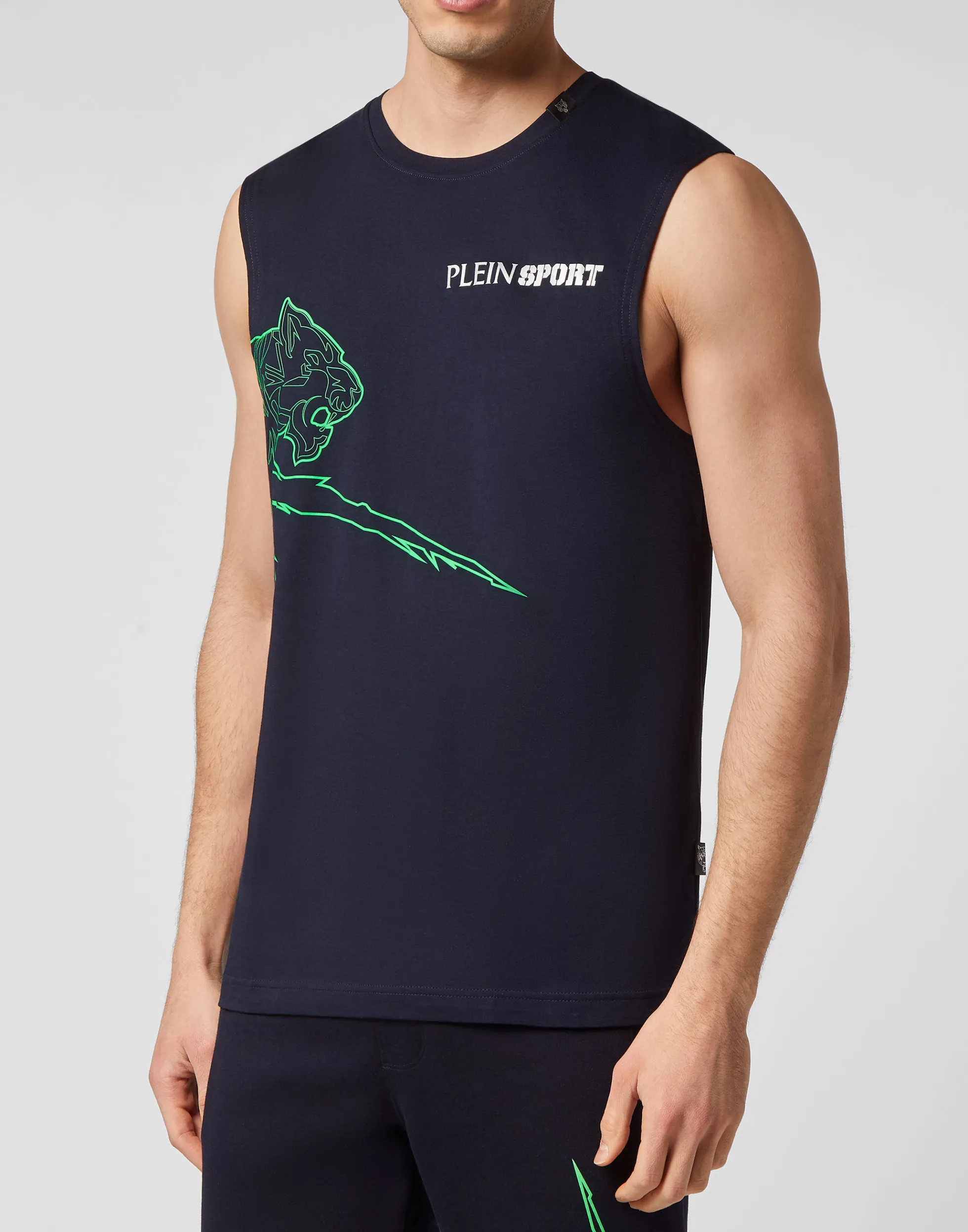 Canotta Sportiva Uomo Plein Sport - Design Aerodinamico Senza Maniche, Tessuto Tecnico Traspirante