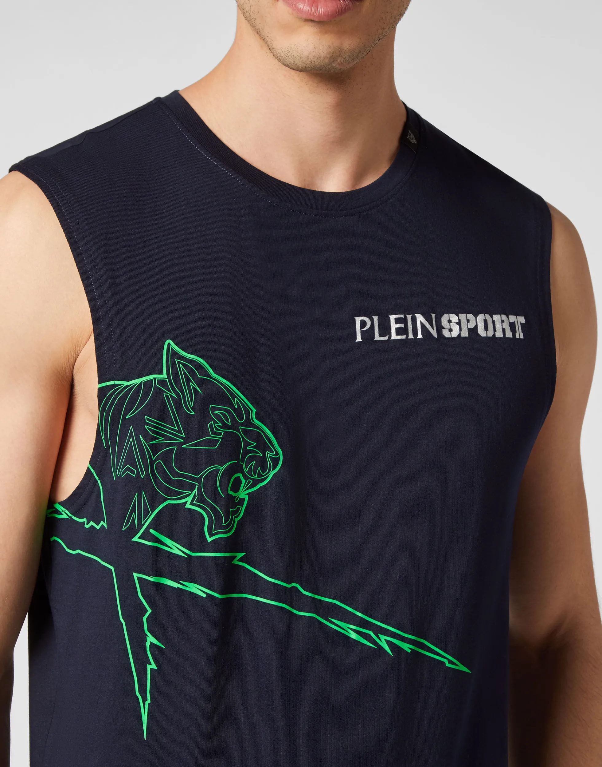 Canotta Sportiva Uomo Plein Sport - Design Aerodinamico Senza Maniche, Tessuto Tecnico Traspirante