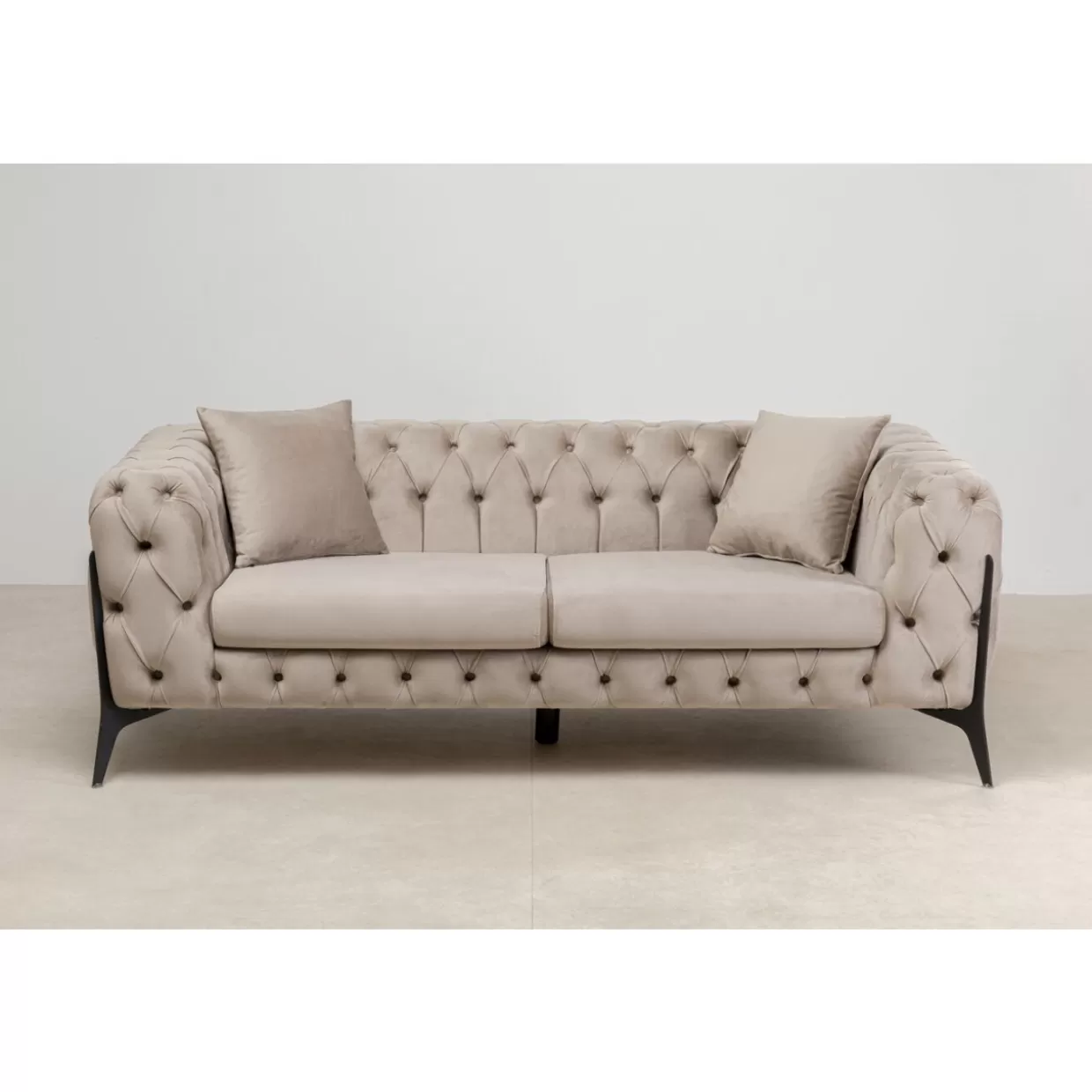 Divano Elegante Bellissima in Velluto Sabbia - Due Posti 200 cm Confortevole | Design Moderno da KARE