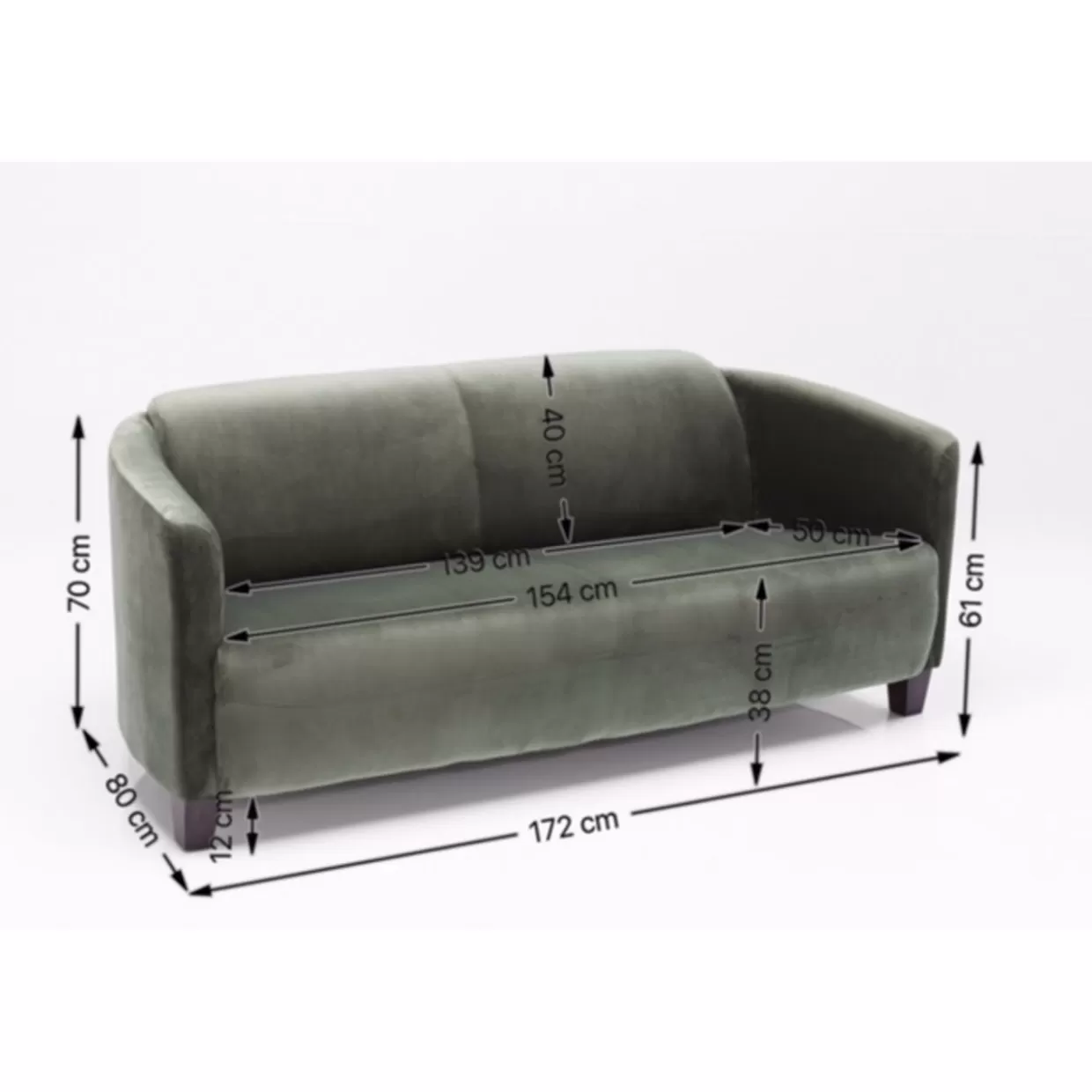 Divano Lounge Cigar Elegante, 3 Posti in Tessuto Verde – Design Esclusivo KARE