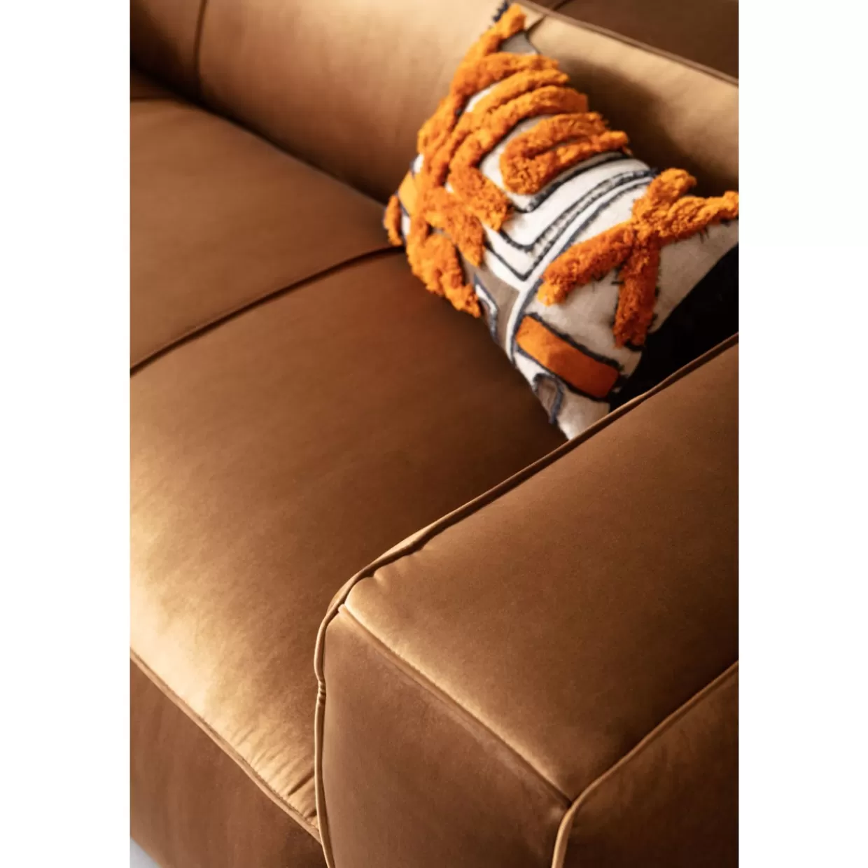 Divano Cubetto 3 Posti in Velluto Marrone - Design Esclusivo KARE | Comfort Ottimale per Soggiorni Moderni