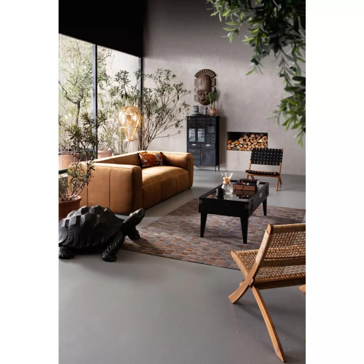 Divano Cubetto 3 Posti in Velluto Marrone - Design Esclusivo KARE | Comfort Ottimale per Soggiorni Moderni