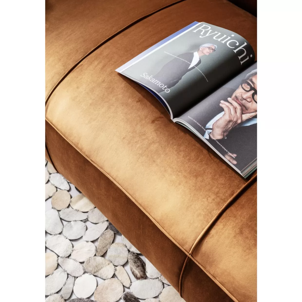 Divano Cubetto 3 Posti in Velluto Marrone - Design Esclusivo KARE | Comfort Ottimale per Soggiorni Moderni