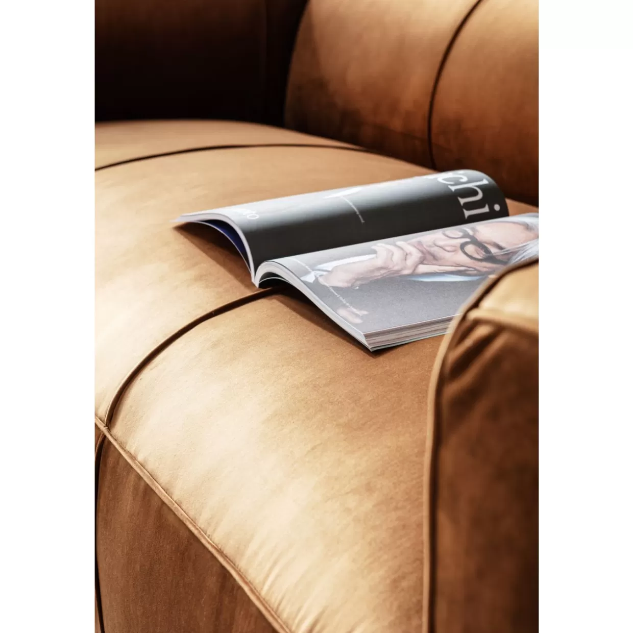 Divano Cubetto 3 Posti in Velluto Marrone - Design Esclusivo KARE | Comfort Ottimale per Soggiorni Moderni