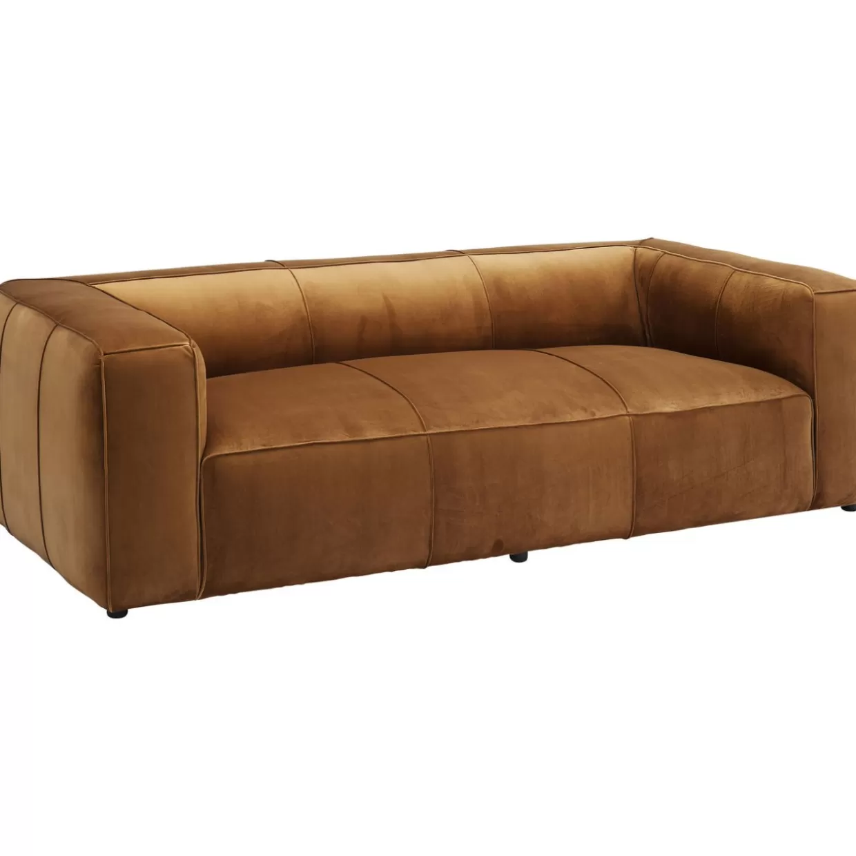 Divano Cubetto 3 Posti in Velluto Marrone - Design Esclusivo KARE | Comfort Ottimale per Soggiorni Moderni