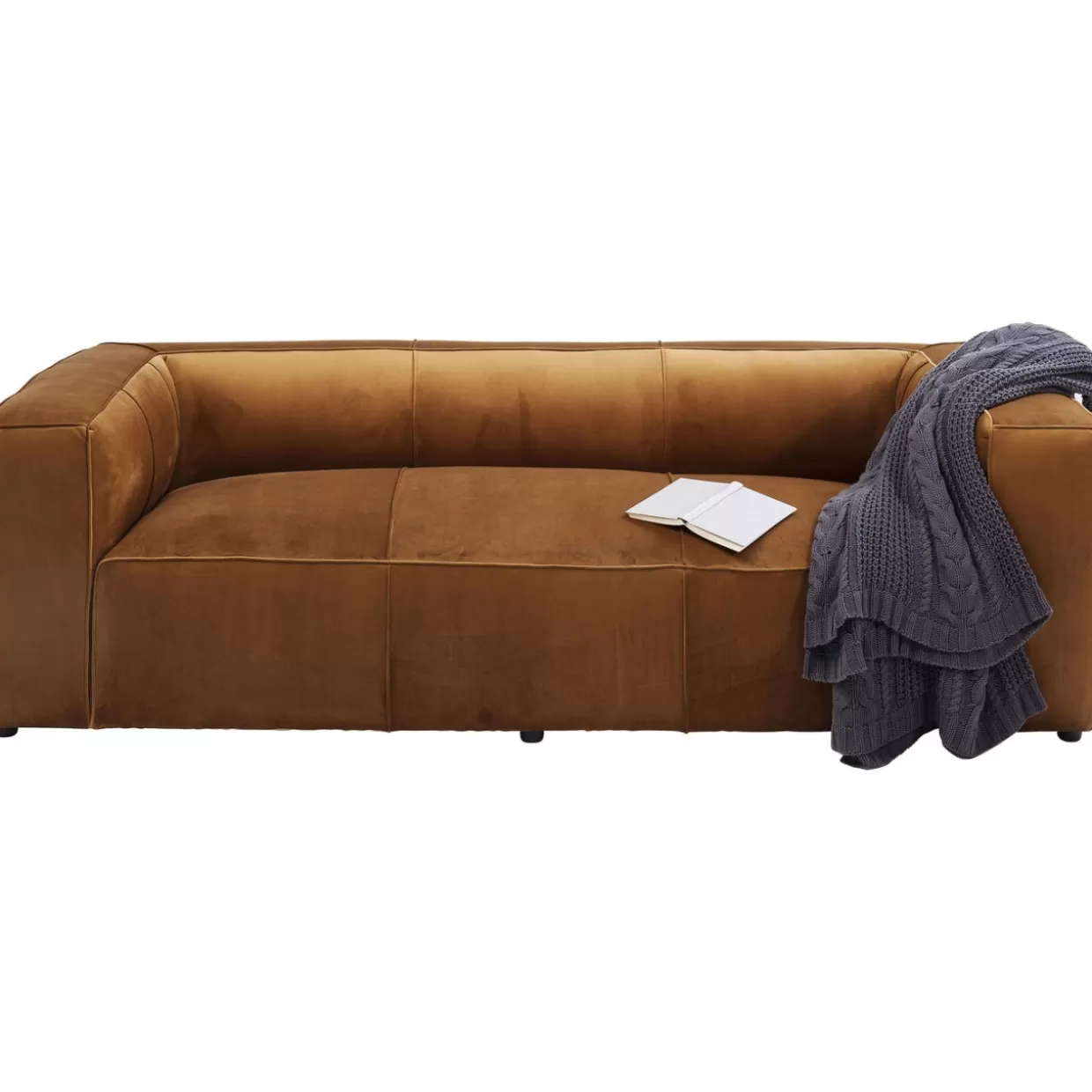 Divano Cubetto 3 Posti in Velluto Marrone - Design Esclusivo KARE | Comfort Ottimale per Soggiorni Moderni