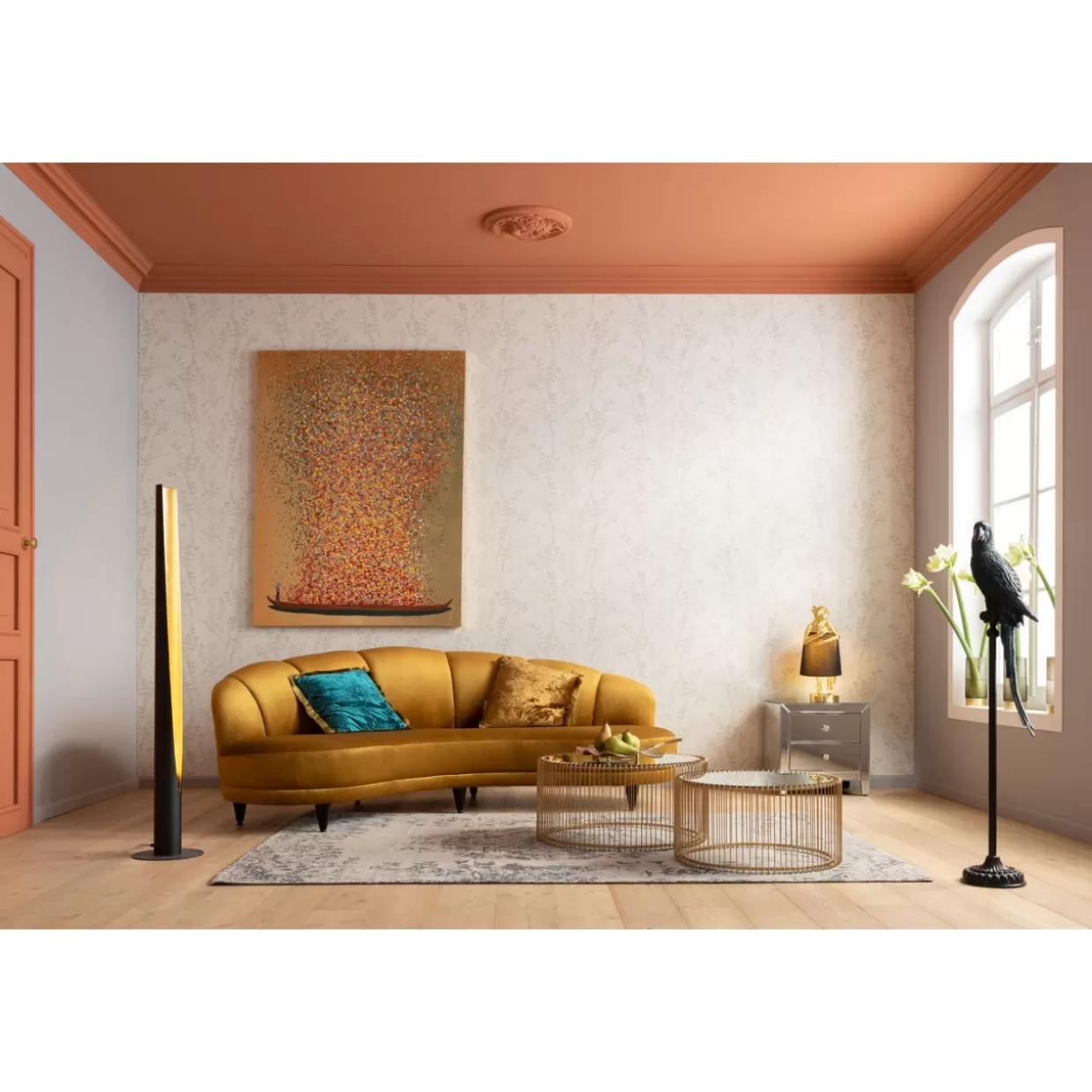 KARE Design - Divano Dschinn 3 Posti in Ambra, Moderno Soggiorno 233 cm, Comodo per Salotti 

(：Ambra，)