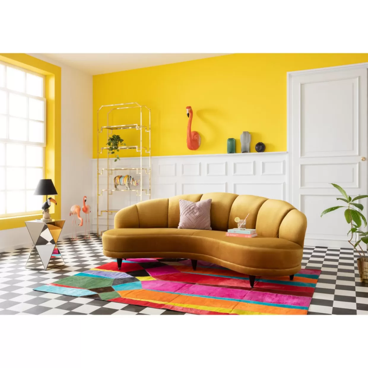 KARE Design - Divano Dschinn 3 Posti in Ambra, Moderno Soggiorno 233 cm, Comodo per Salotti 

(：Ambra，)