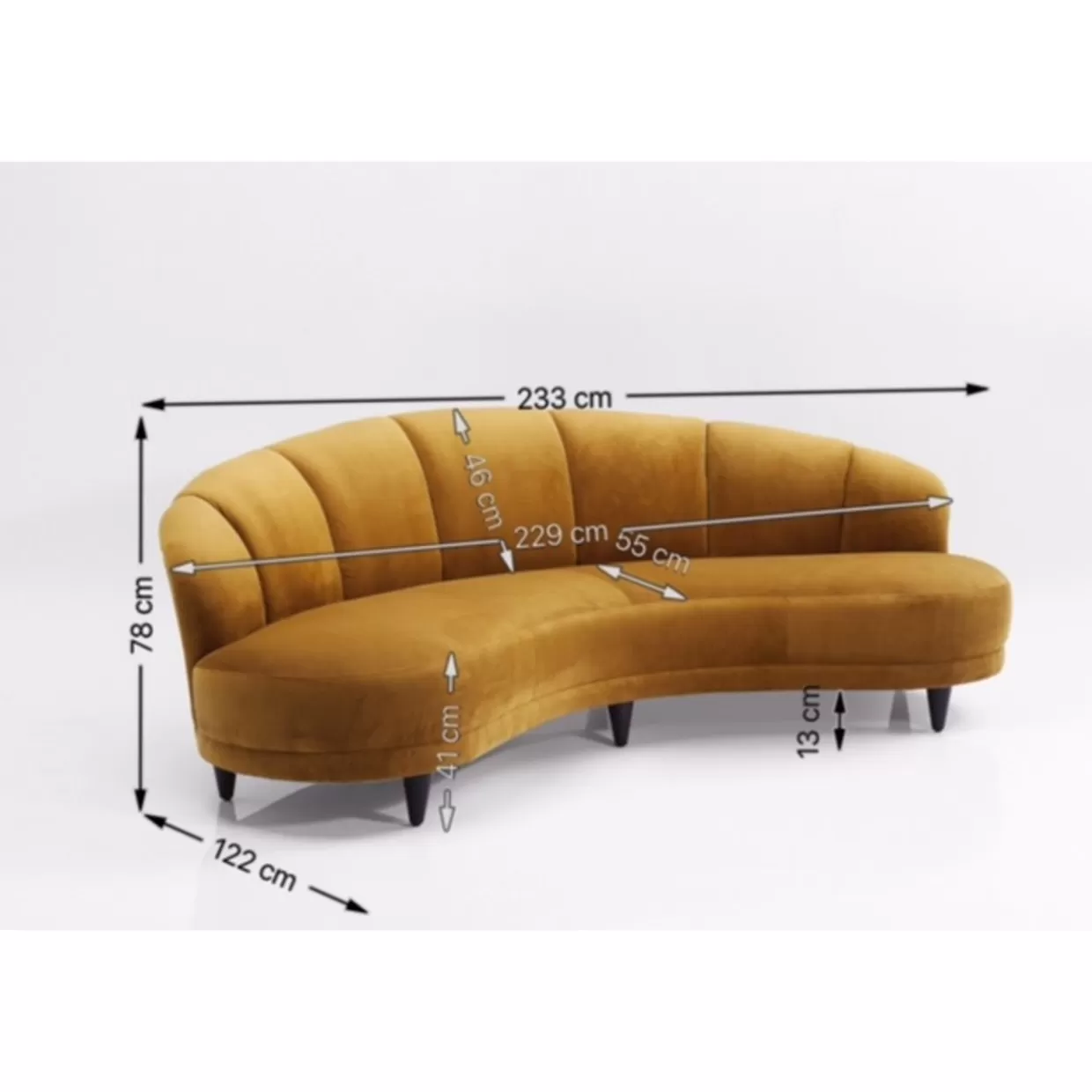 KARE Design - Divano Dschinn 3 Posti in Ambra, Moderno Soggiorno 233 cm, Comodo per Salotti 

(：Ambra，)