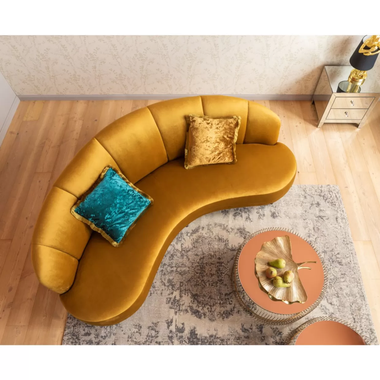 KARE Design - Divano Dschinn 3 Posti in Ambra, Moderno Soggiorno 233 cm, Comodo per Salotti 

(：Ambra，)