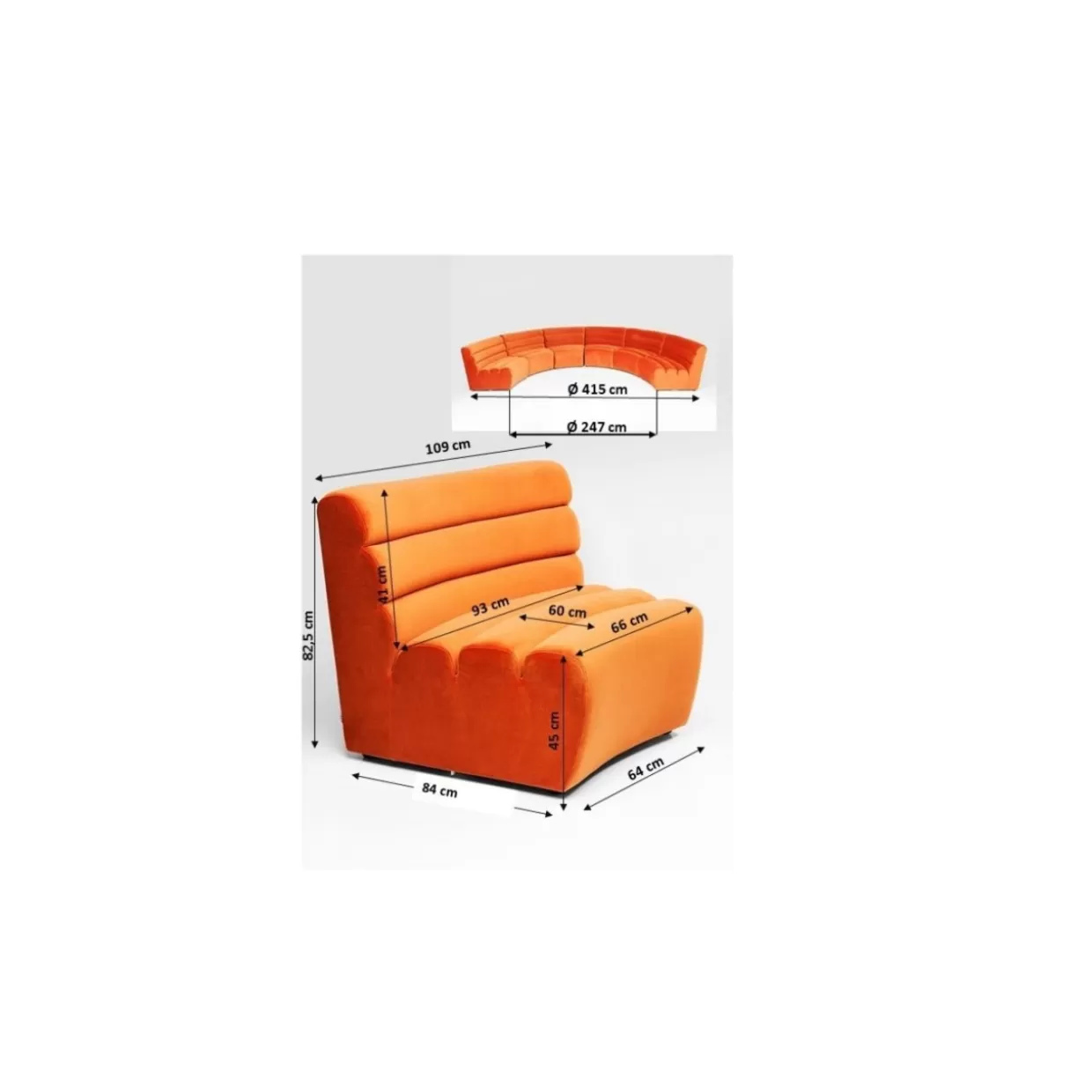 Divano Elemento Wave in Design Moderno con Rivestimento Arancione - Collezione Esclusiva KARE Design