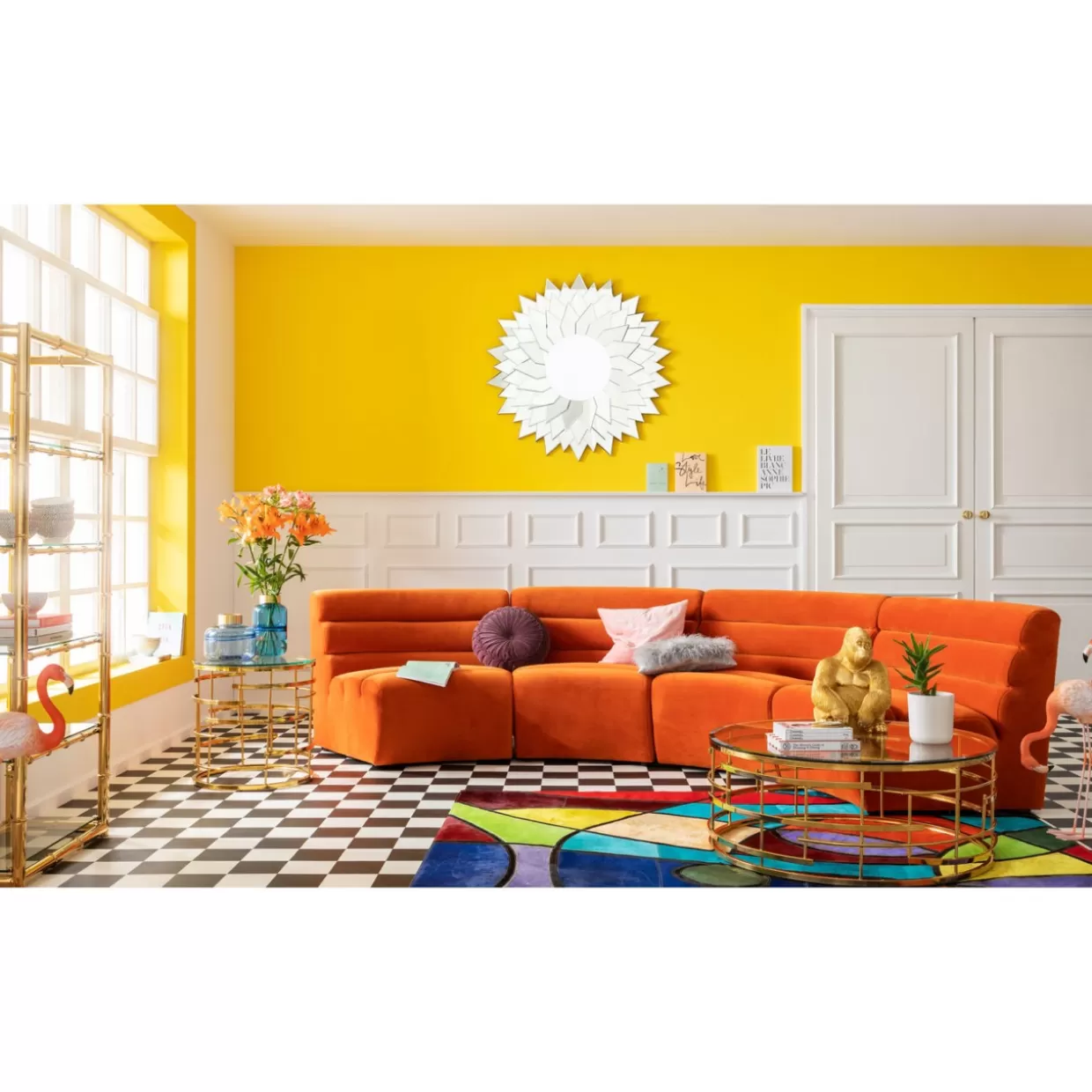 Divano Elemento Wave in Design Moderno con Rivestimento Arancione - Collezione Esclusiva KARE Design