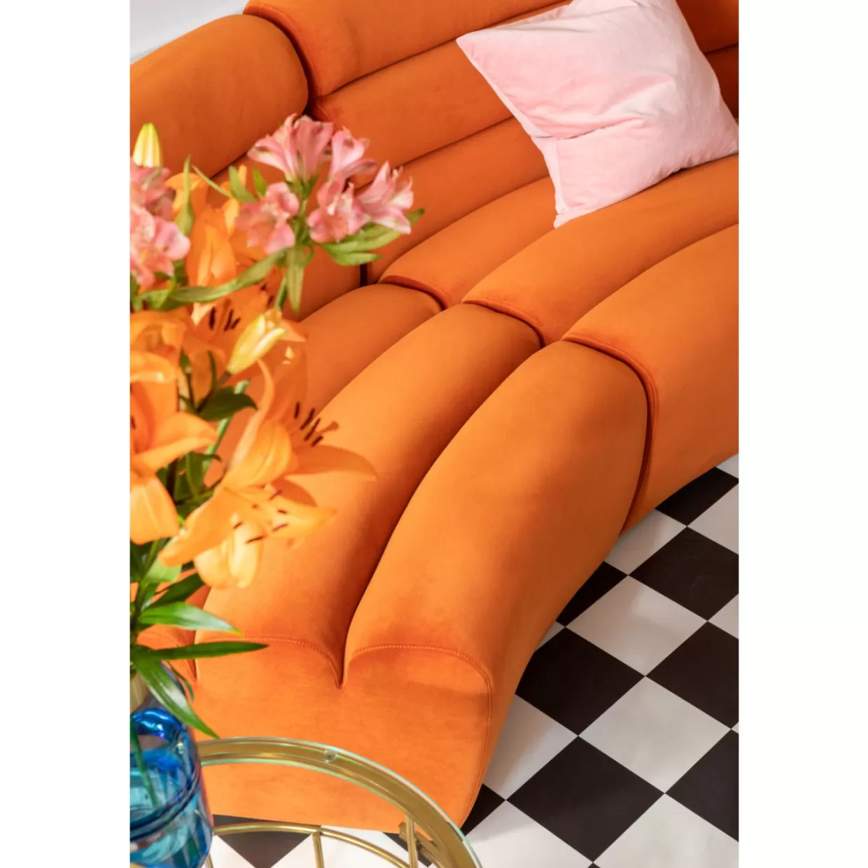 Divano Elemento Wave in Design Moderno con Rivestimento Arancione - Collezione Esclusiva KARE Design