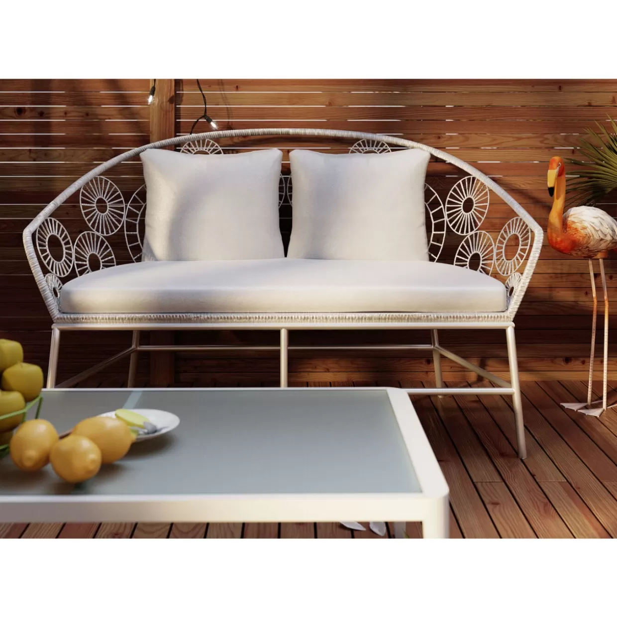 KARE Design Divano da Esterno Ibiza - Bianco Puro, Confortevole per Giardino o Terrazzo