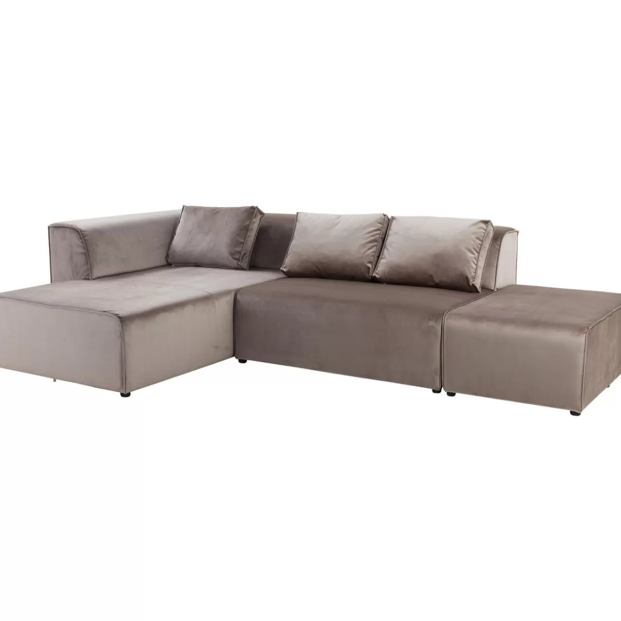 Divano Infinity di KARE Design - Lussuoso due posti rivestito in morbido velluto taupe con dettagli eleganti