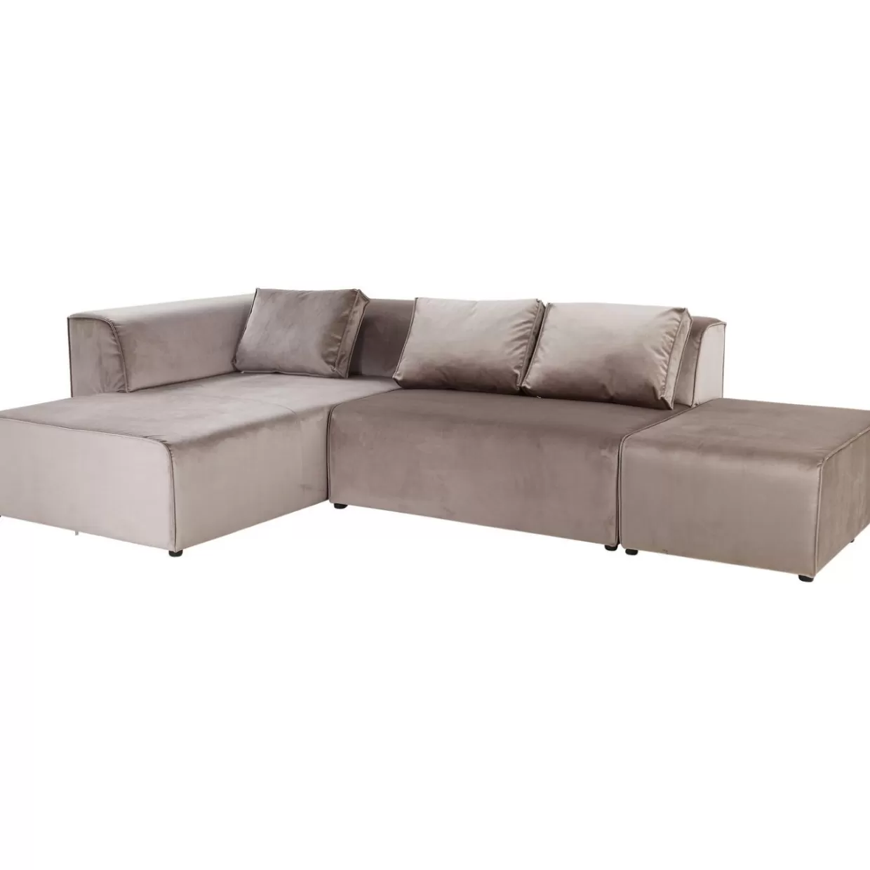 Divano Infinity di KARE Design - Lussuoso due posti rivestito in morbido velluto taupe con dettagli eleganti