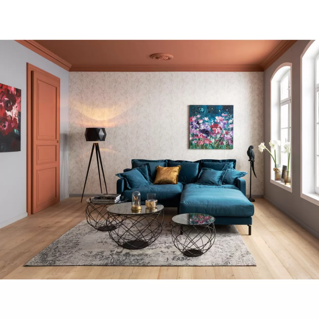 KARE Design - Divano Lullaby a 2 Posti in Tessuto Color Petrolio, Eleganza Moderna per il Tuo Soggiorno