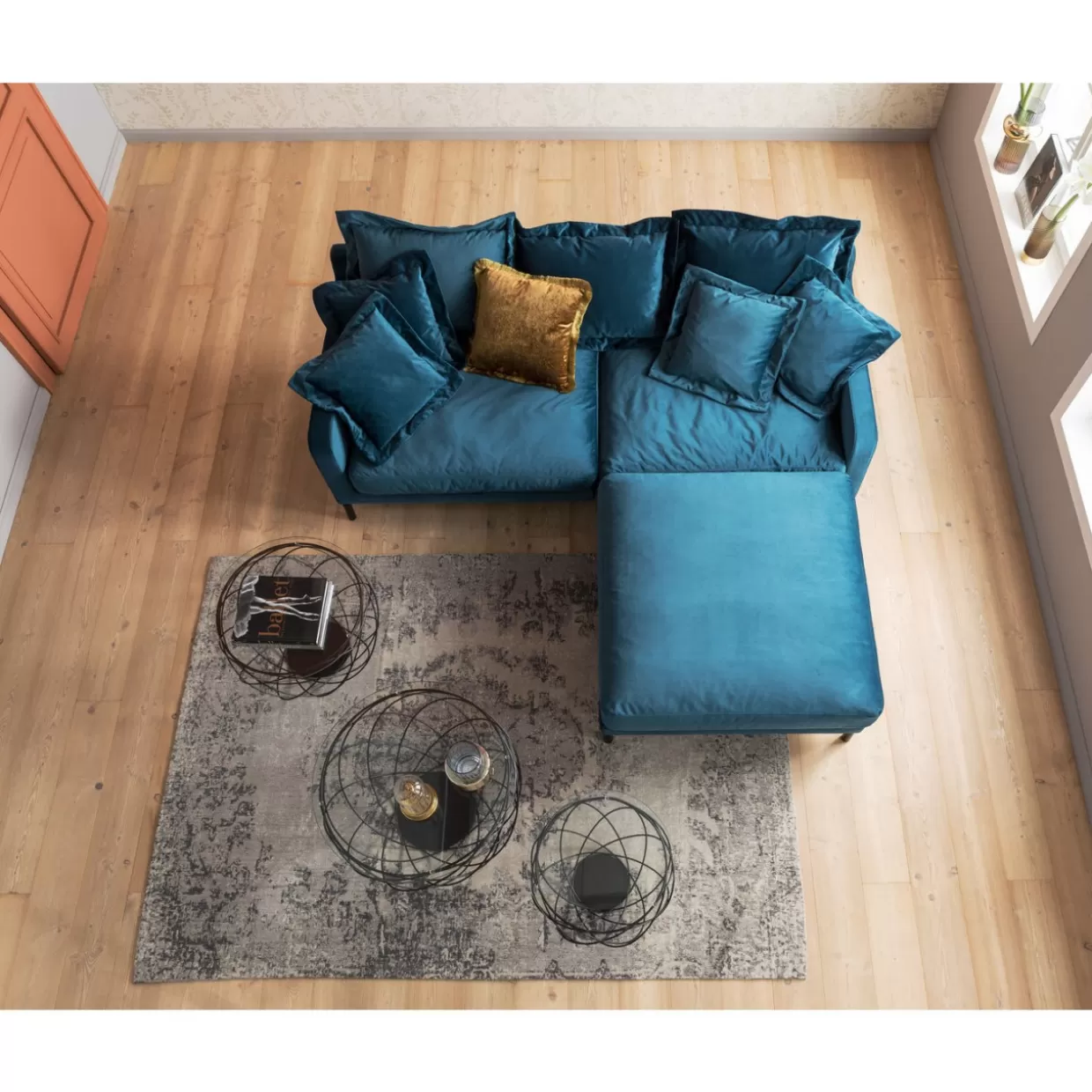 KARE Design - Divano Lullaby a 2 Posti in Tessuto Color Petrolio, Eleganza Moderna per il Tuo Soggiorno