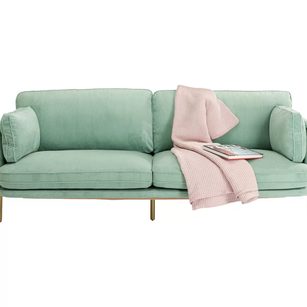 Divano Moderno Shirly a 3 Posti KARE Design - Tessuto Verde Menta, Confortevole per Soggiorno Contemporaneo