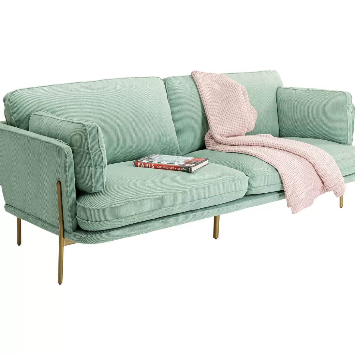 Divano Moderno Shirly a 3 Posti KARE Design - Tessuto Verde Menta, Confortevole per Soggiorno Contemporaneo
