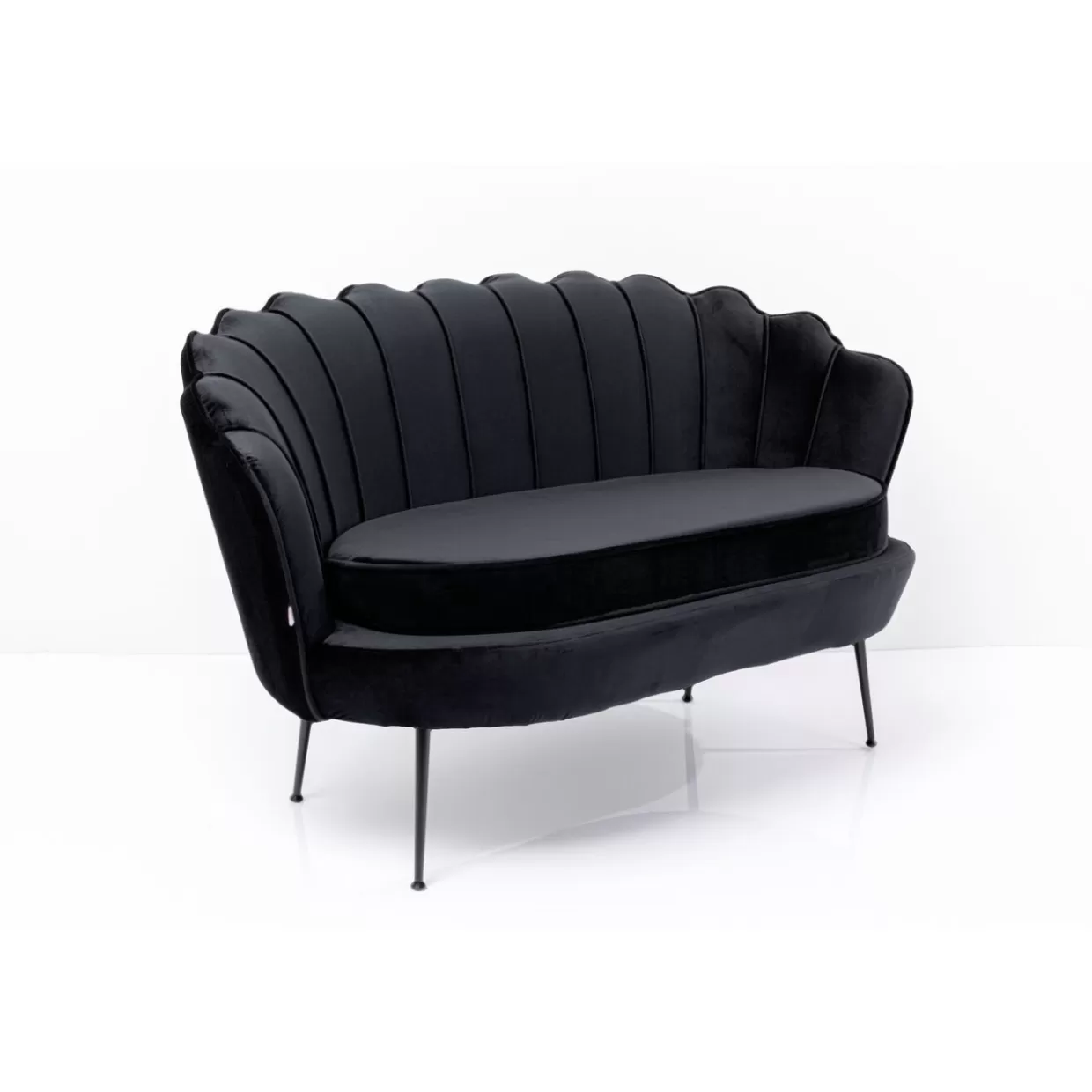 Divano Moderno KARE Water Lily | Due Posti in Tessuto Elegante Nero Opaco

（：，