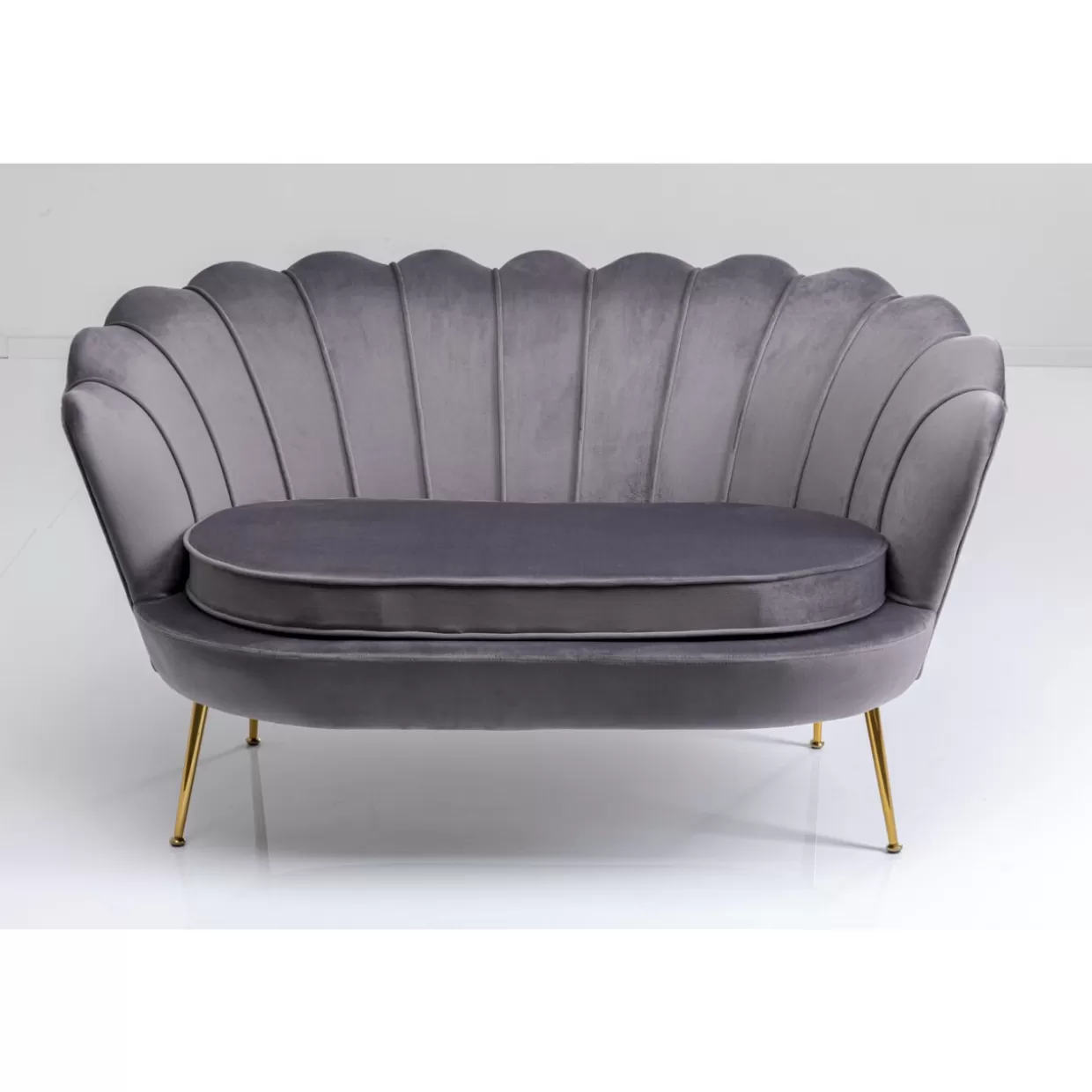 KARE Design Divano Moderno Ninfea - Elegante due posti in tessuto grigio antimacchia, larghezza 132 cm