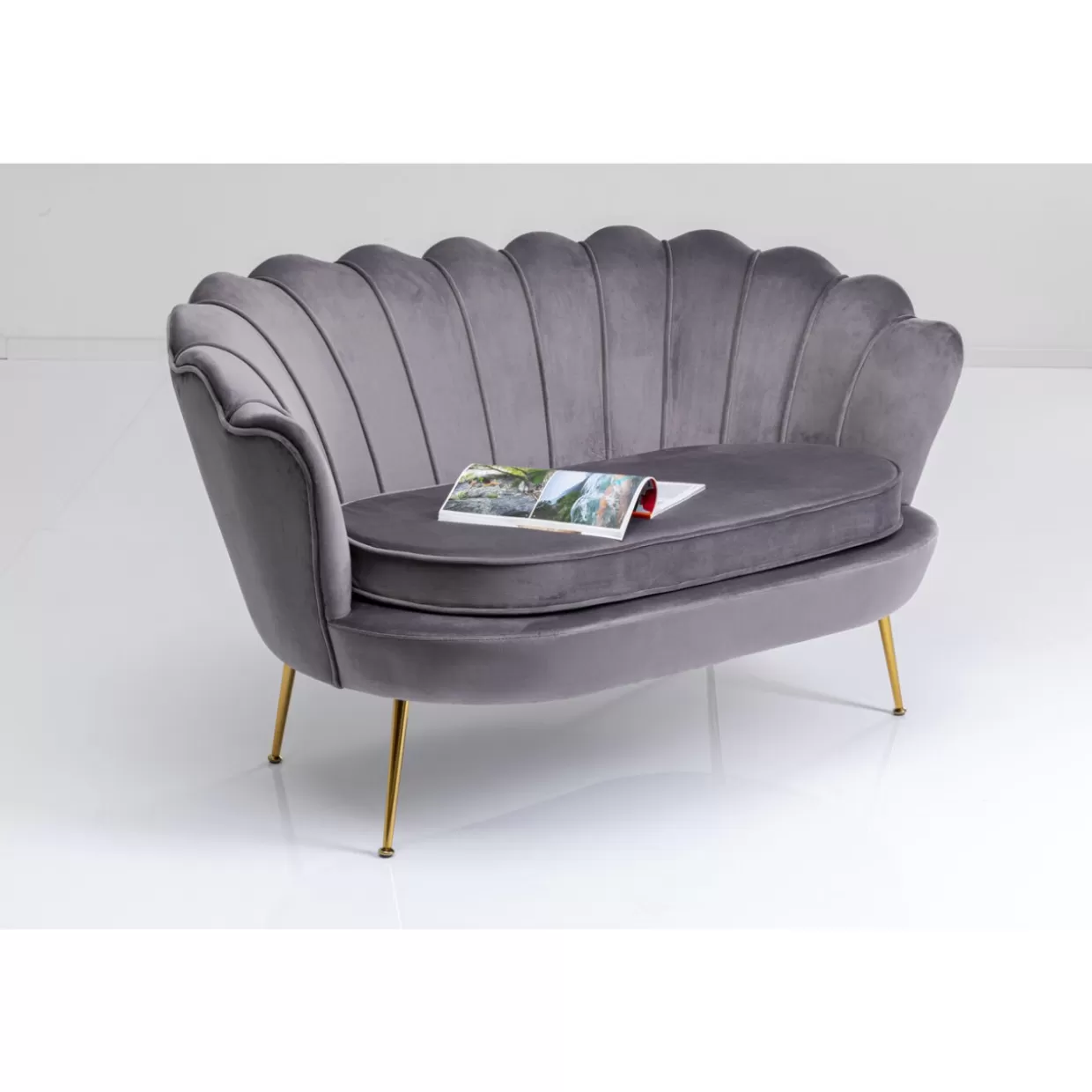 KARE Design Divano Moderno Ninfea - Elegante due posti in tessuto grigio antimacchia, larghezza 132 cm