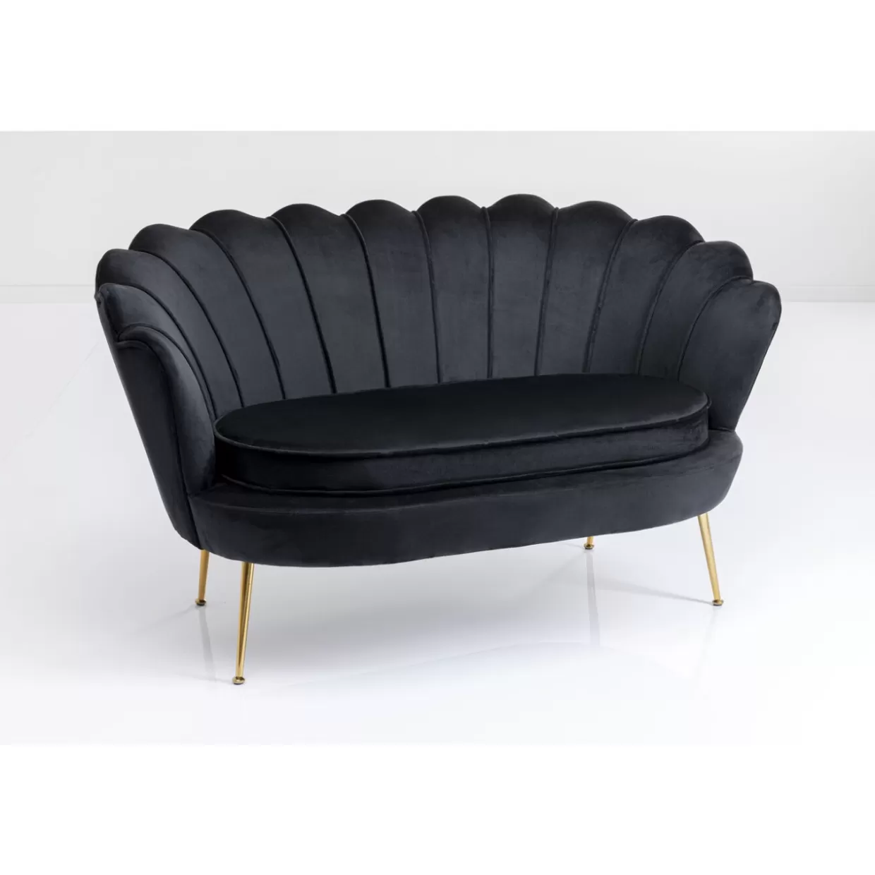 Divano Moderno Waterlily a 2 Posti | KARE Design, Elegante Sofà Nero Opaco con Struttura 132 cm