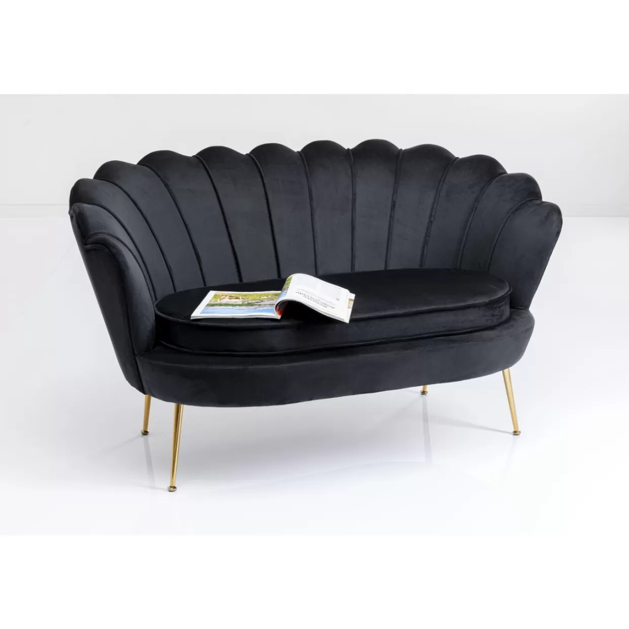 Divano Moderno Waterlily a 2 Posti | KARE Design, Elegante Sofà Nero Opaco con Struttura 132 cm