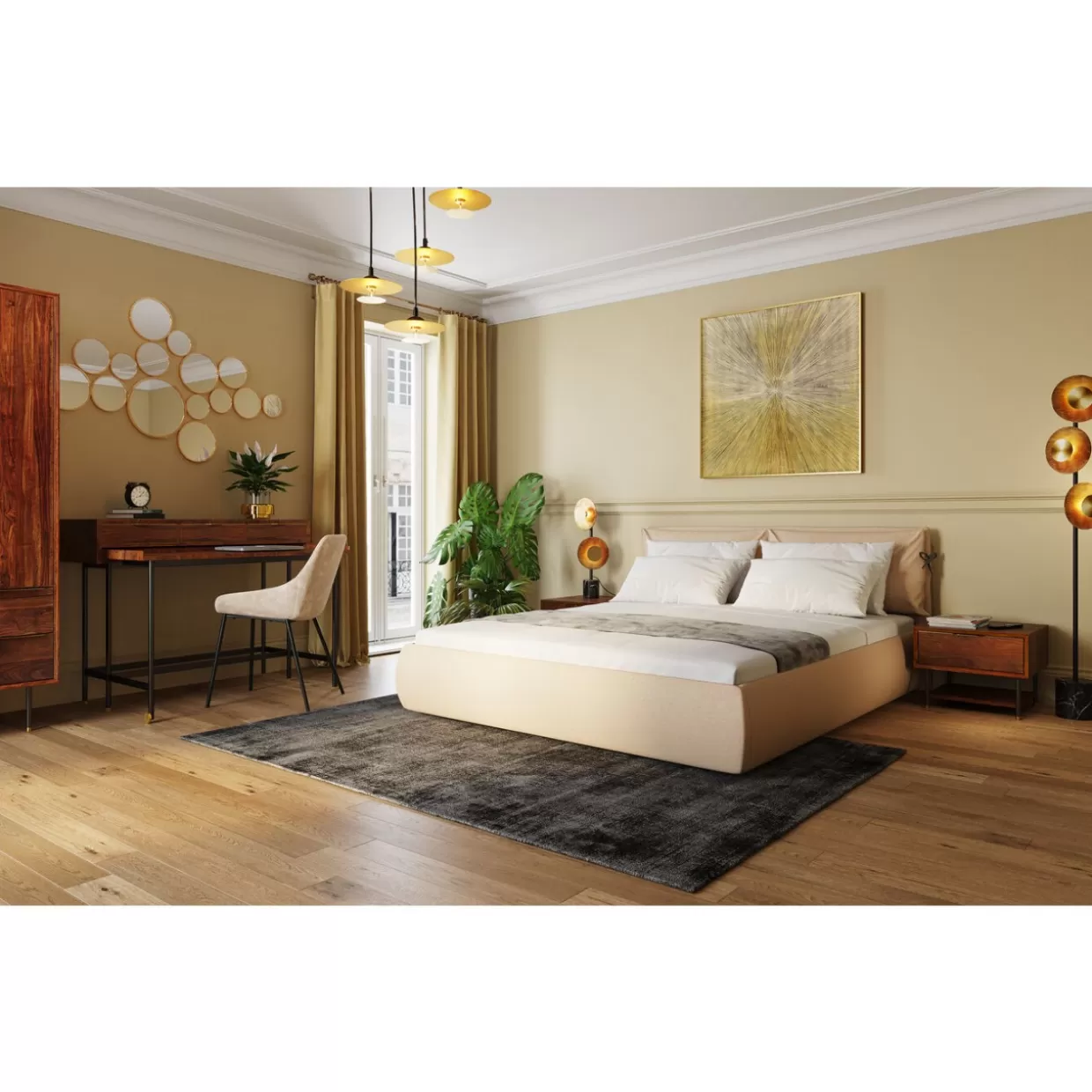 Specchio Decorativo con Effetto Bolle in Ottone Antico KARE Design - 183x93 cm