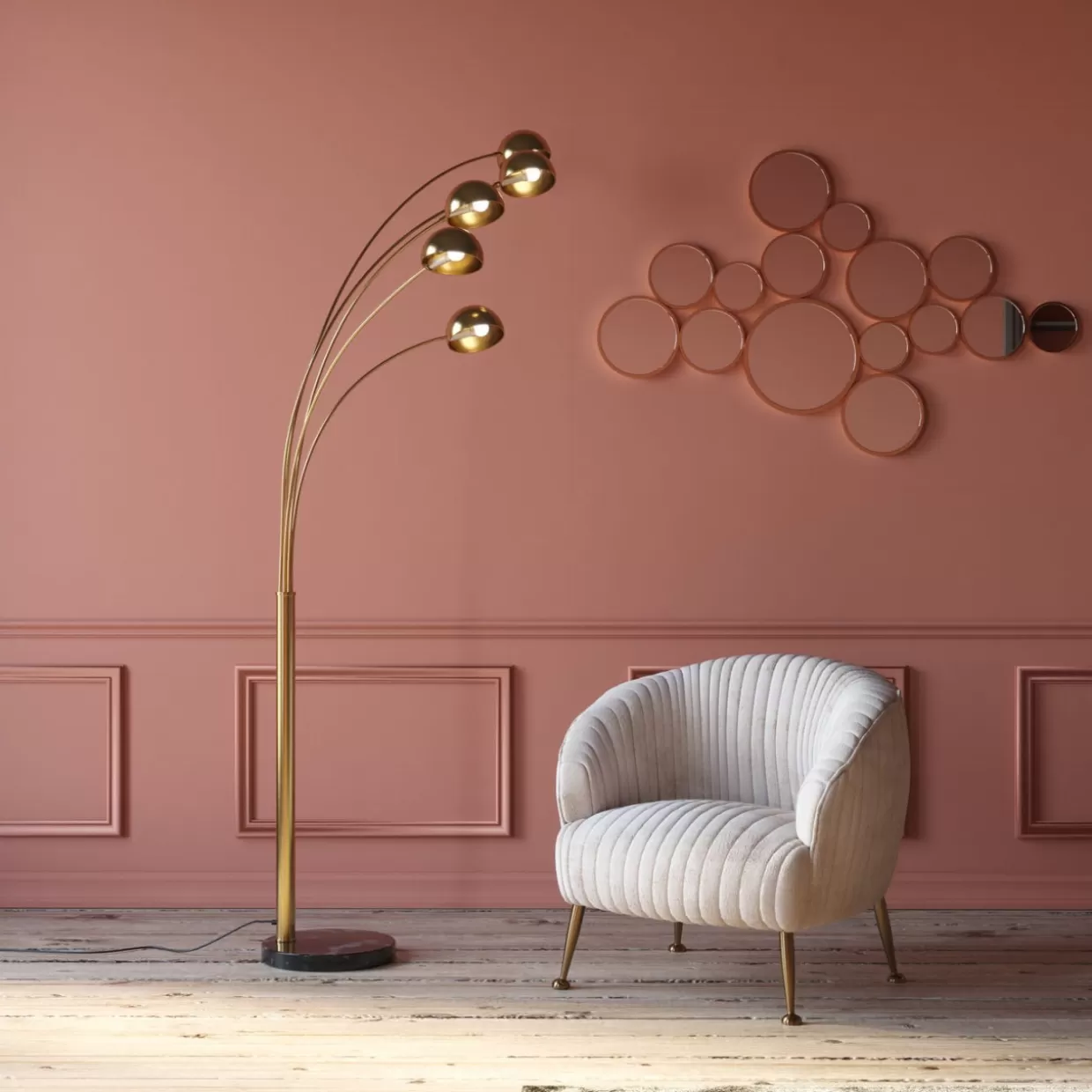 Specchio Decorativo con Effetto Bolle in Ottone Antico KARE Design - 183x93 cm