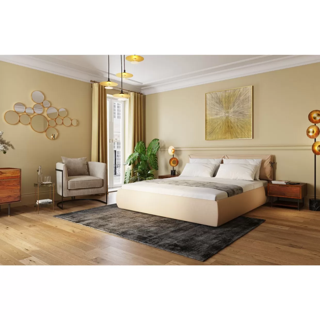 Specchio Decorativo con Effetto Bolle in Ottone Antico KARE Design - 183x93 cm