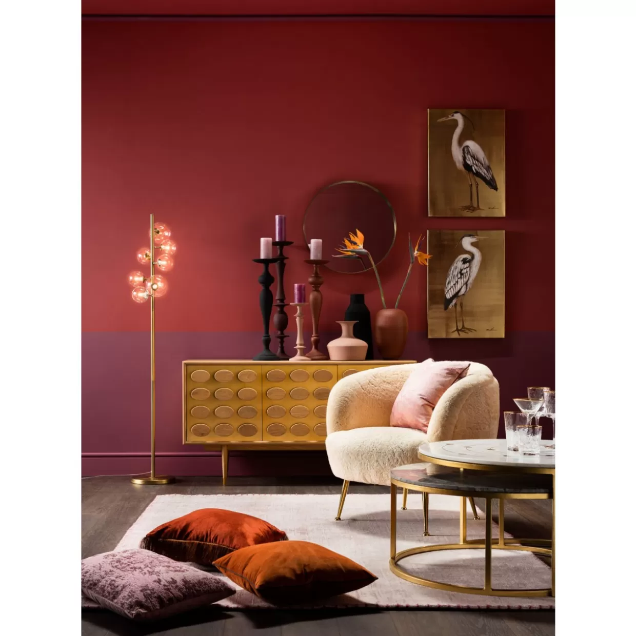 Specchio Design Moderno con Cornice Curva in Ottone - KARE Collection, Diametro 60cm