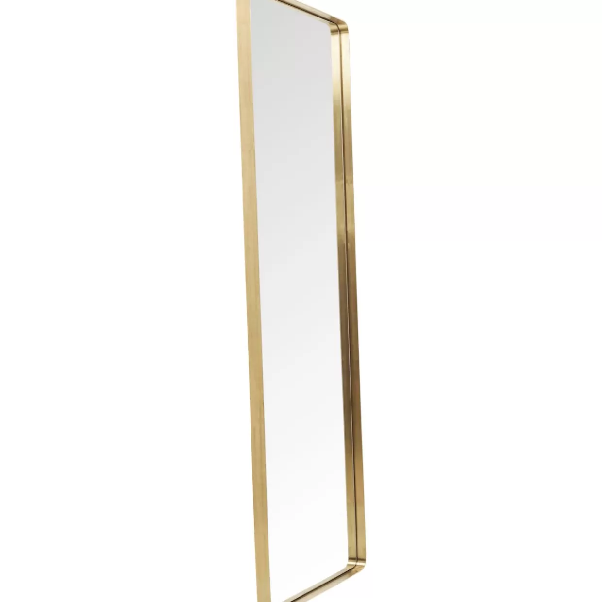 Specchio Design Curvilineo con Cornice in Ottone Lucidato - Formato Rettangolare Elegante 70x200 cm by KARE