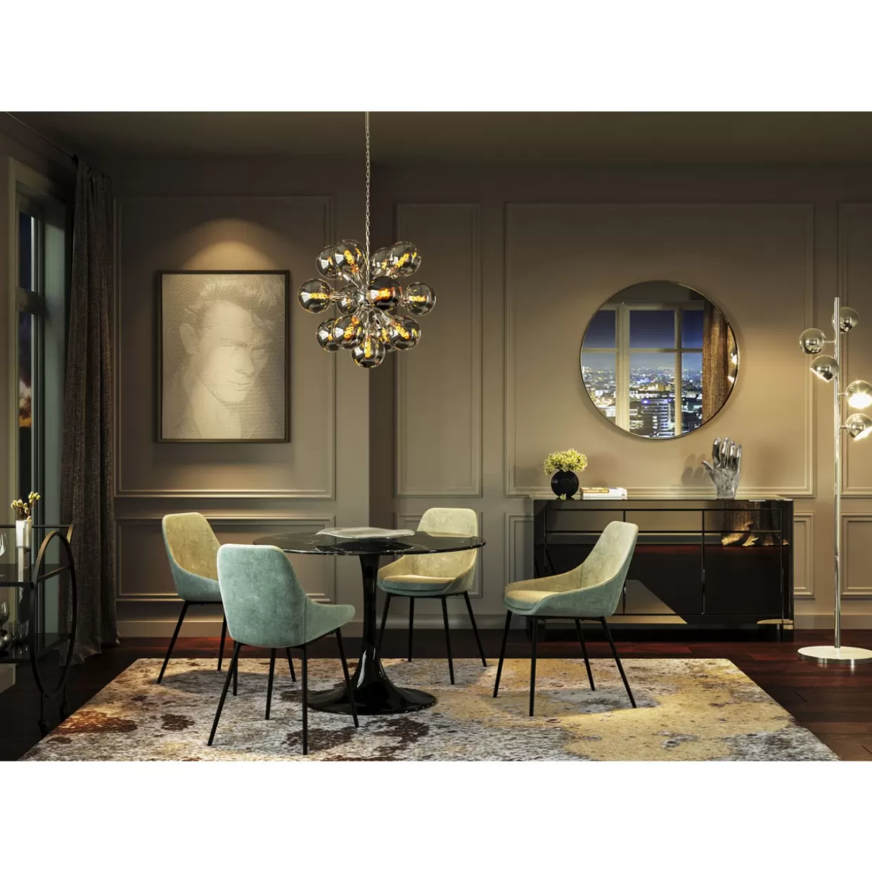 Specchio Decorativo Curva Rotondo in Acciaio Inox KARE Design - Diametro 100cm per Arredamento Moderno