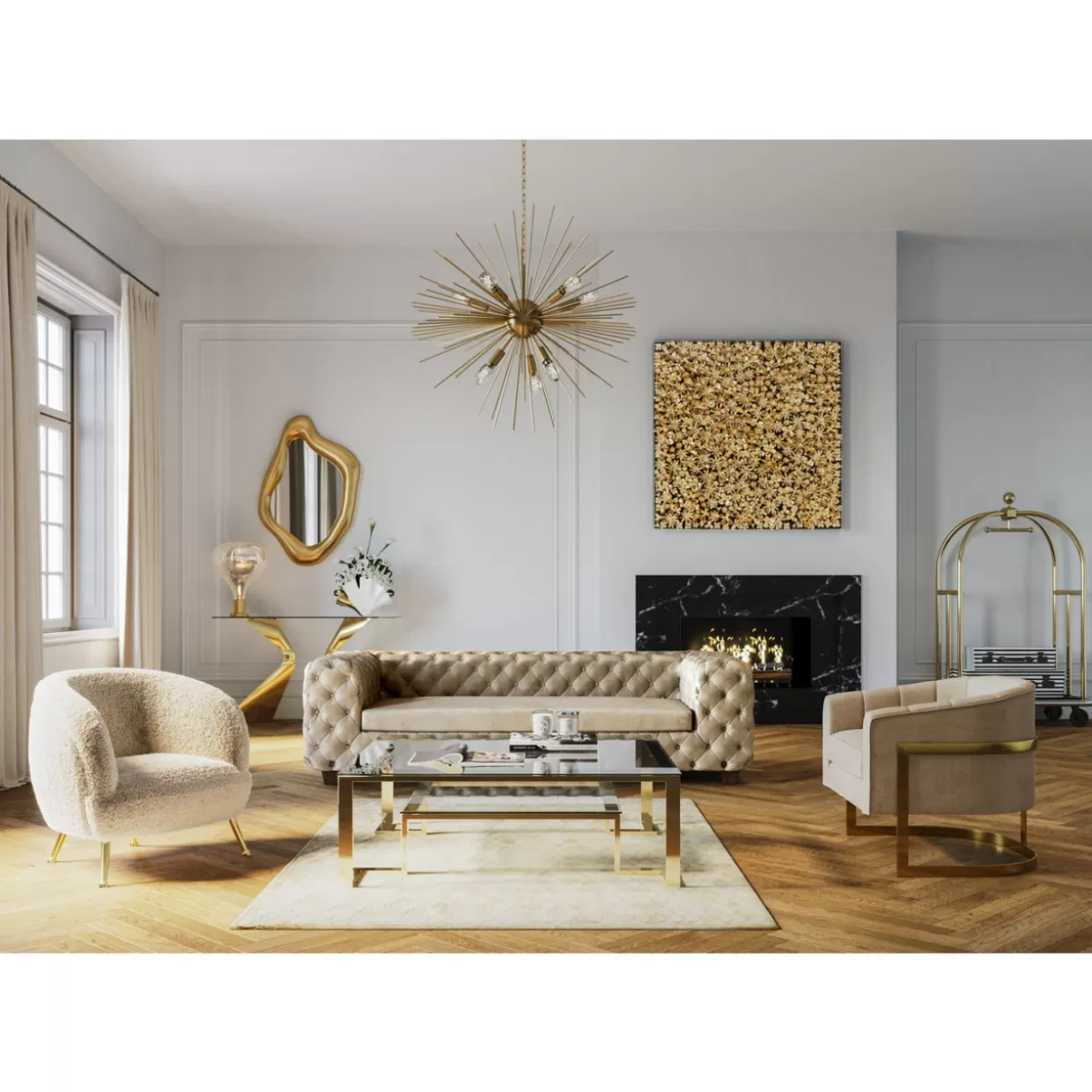 KARE Design Italia - Specchio Decorativo Moderno con Effetto Olografico Dorato, Dimensioni 76x119 cm