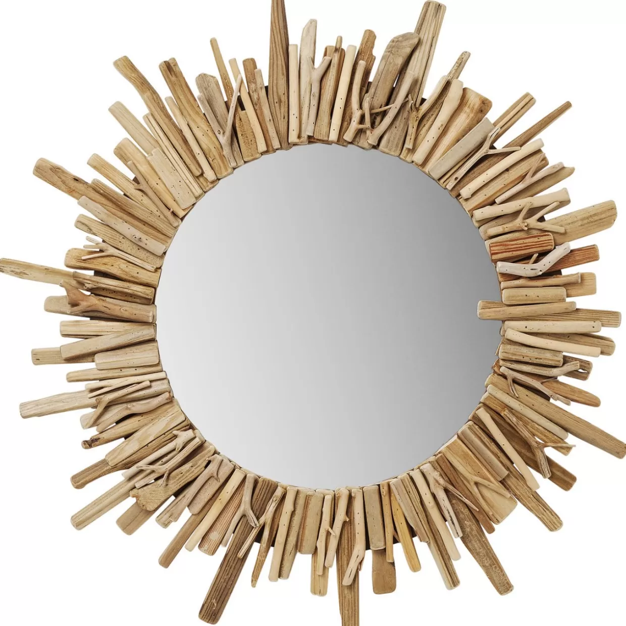 Specchio Elegante con Cornice in Legno KARE Design - 82 cm Diametro per Ambienti Moderni