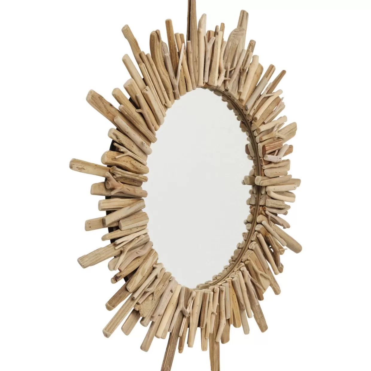 Specchio Elegante con Cornice in Legno KARE Design - 82 cm Diametro per Ambienti Moderni
