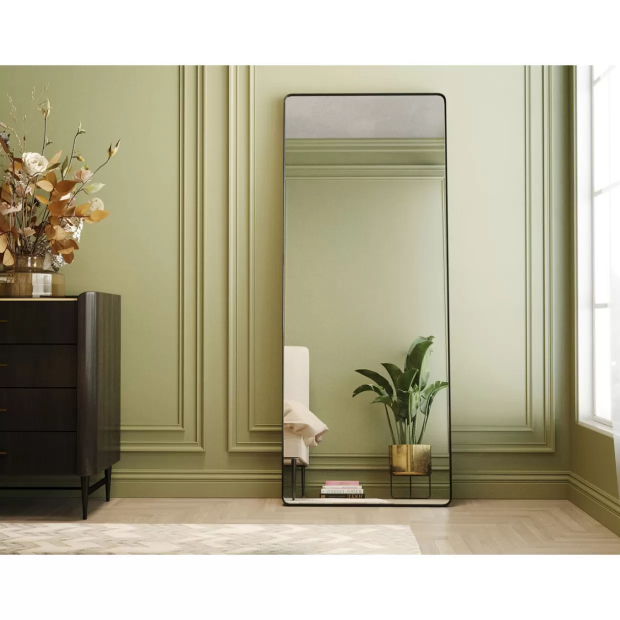 Specchio moderno Ombra Soft in nero opaco 200x80 cm - KARE Design, ideale per arredamento contemporaneo