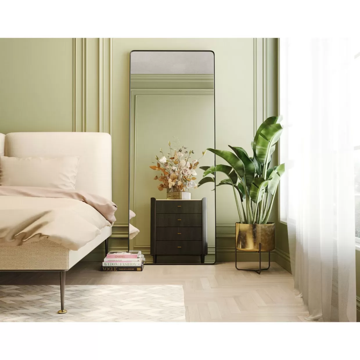 Specchio moderno Ombra Soft in nero opaco 200x80 cm - KARE Design, ideale per arredamento contemporaneo