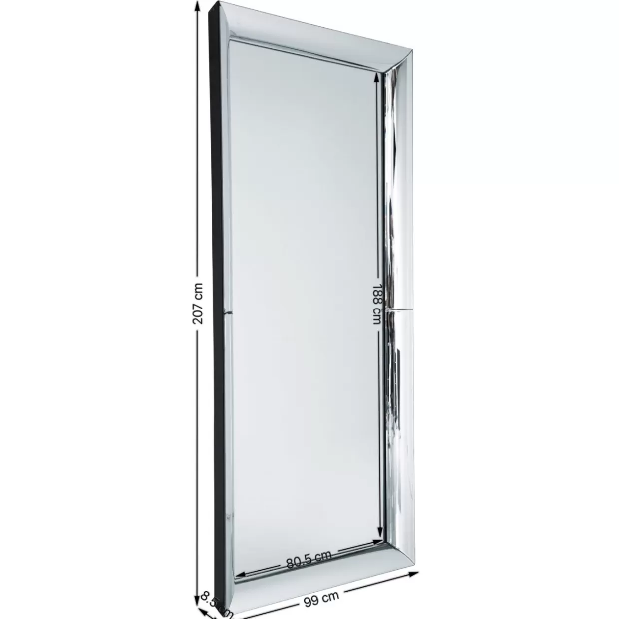 Specchiero Elegante Bellezza Delicata con Cornice Morbida - Design KARE 207x99 cm per Interni Moderni